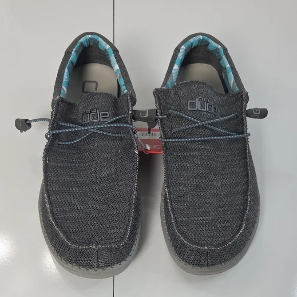 Hey Dude Charcoal and Teal Loafers NWT - Picture 1 of 15